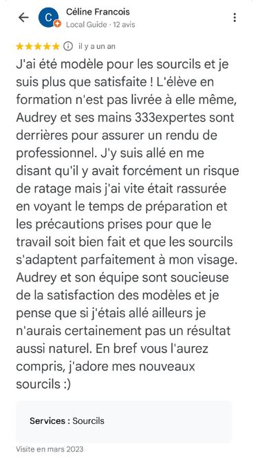 avis d'une cliente "modèle"